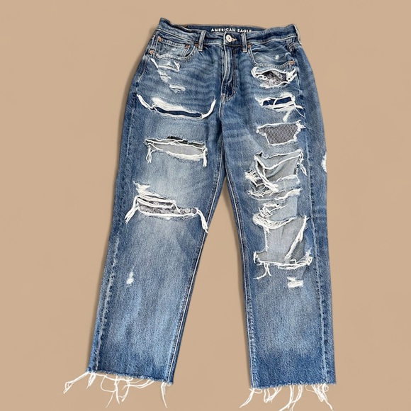 American Eagle Outfitters Denim - 10 S petite American Eagle AEO ripped frayed boyfriend jeans deconstructed 90s